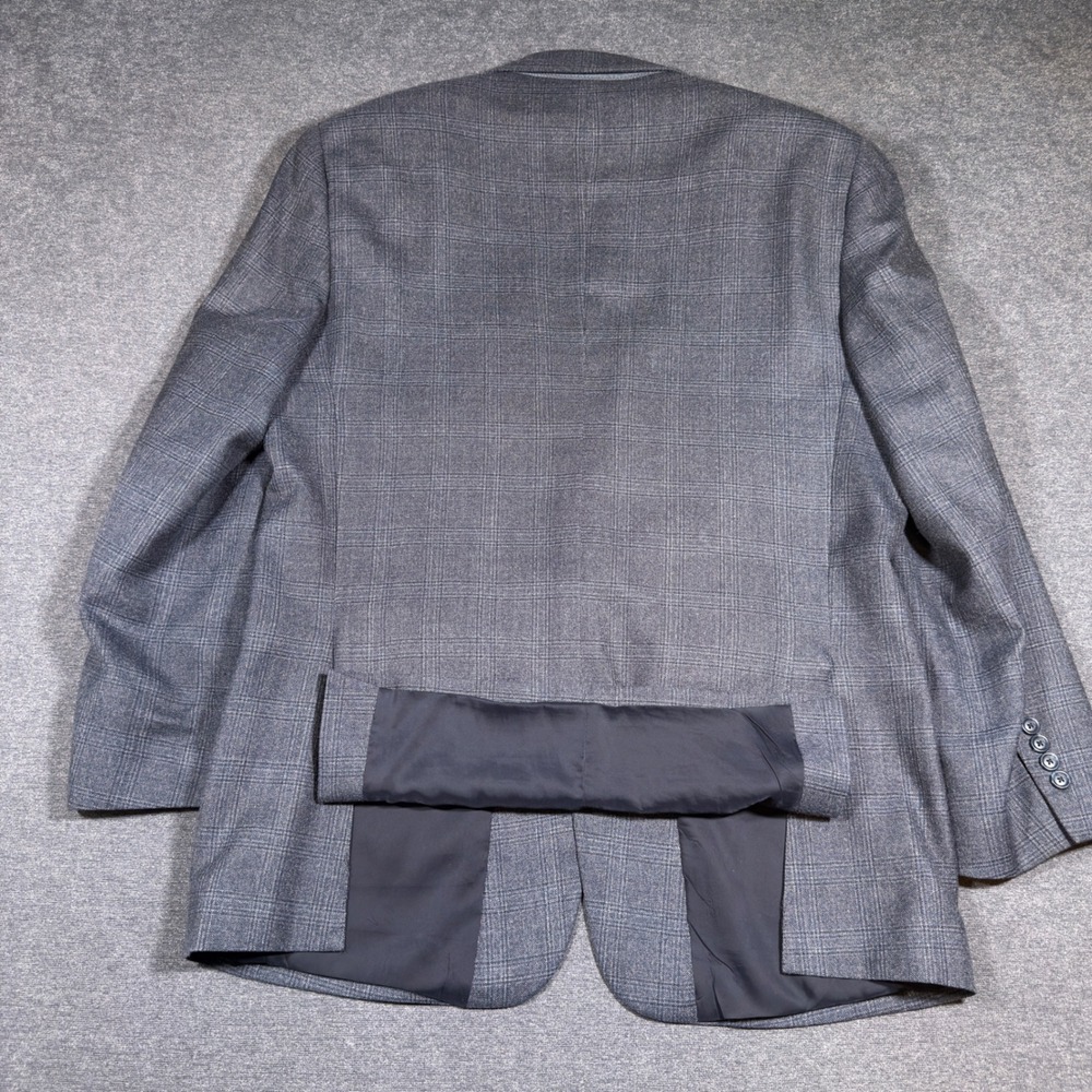 Jos. A. Bank Blazer Mens 42R Gray Plaid Silk Wool Traveler Summer Sport Coat - Picture 7 of 12